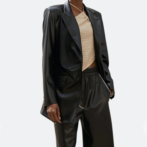 LIKE NEW! NANUSHKA Blair Wrap Front Vegan Leather Jacket - black SMALL - Picture 3 of 10